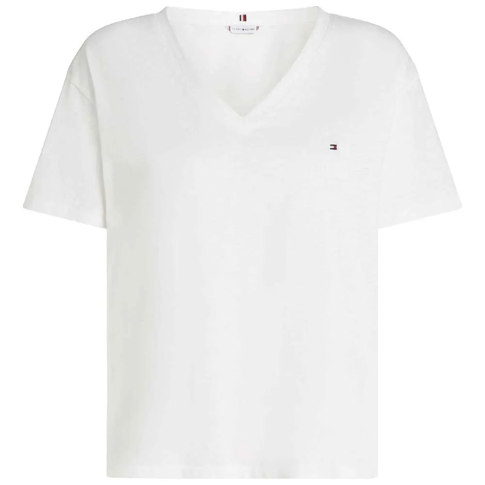 

Футболка Tommy Hilfiger Slub Cropped short sleeve v neck, белый