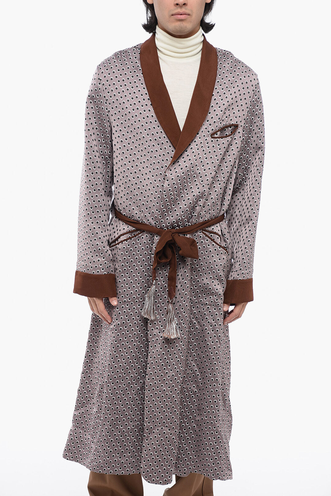 

Maison Margiela Mm1 Длинный кардиган в горошек с поясом, цвет multi