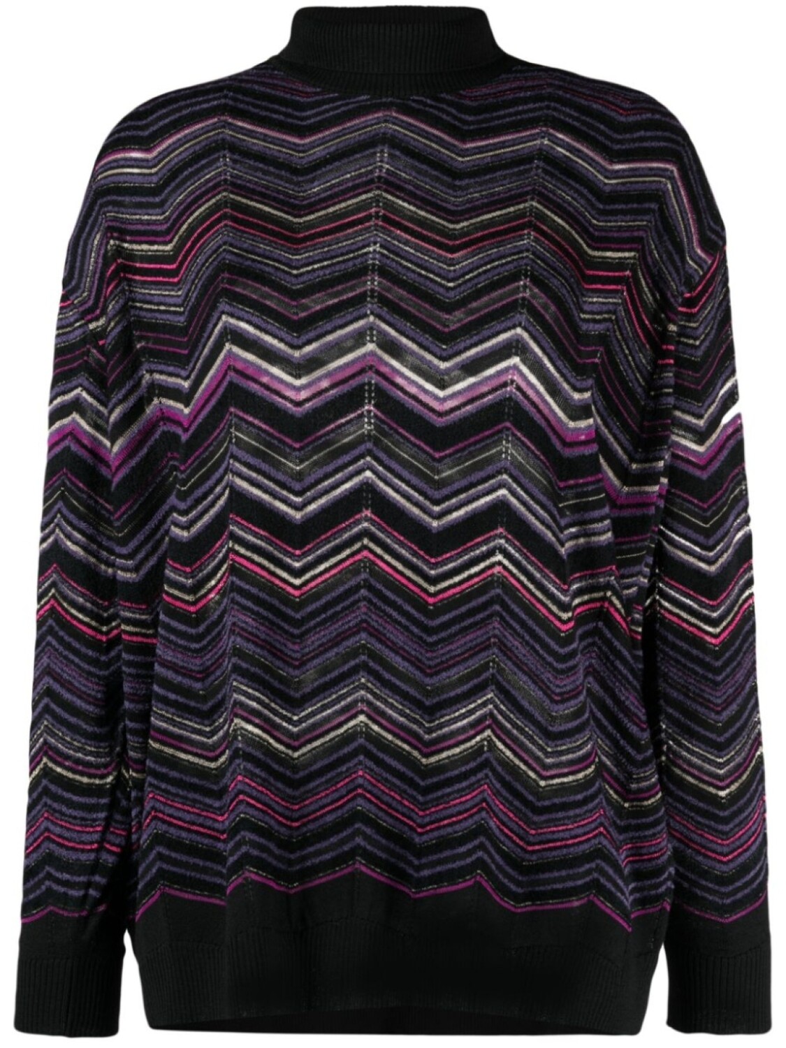 

Missoni джемпер с высоким воротником и узором зигзаг, черный