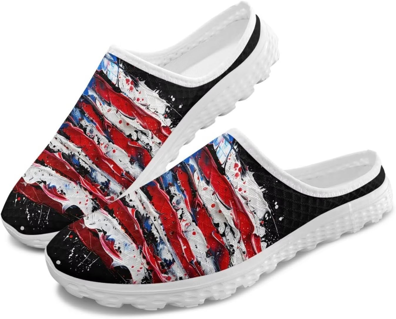 

Женские легкие тапочки с сетчатым верхом и закрытым носком, удобные для ленивого ношения, модные кроссовки для прогулок Tomeusey, Usa Flag Painting Print