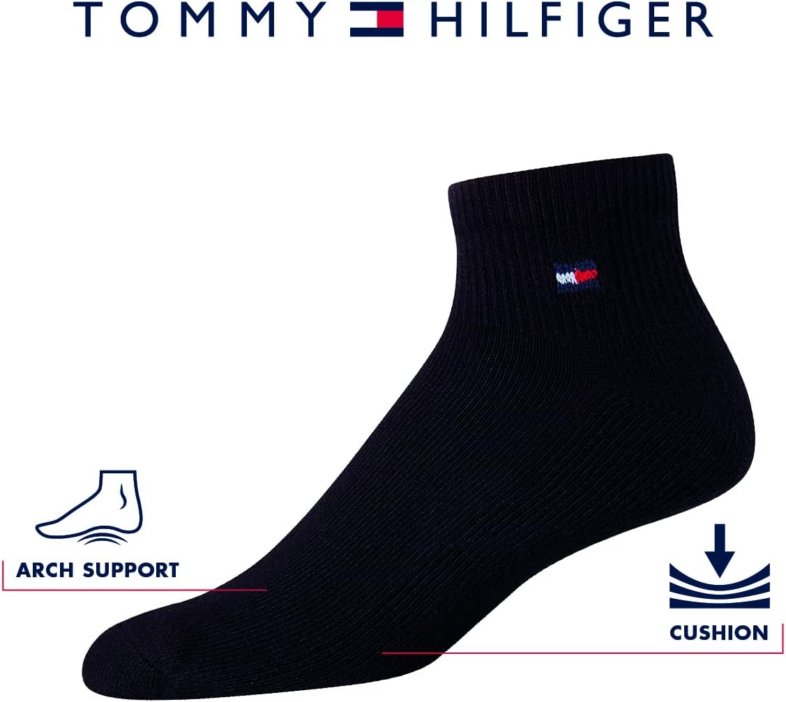 Мужские носки Tommy Hilfiger Quarter - 12 пар носков с поддержкой свода стопы, эластичные, спортивные, для мужчин (7-12 лет), All White — фото 3