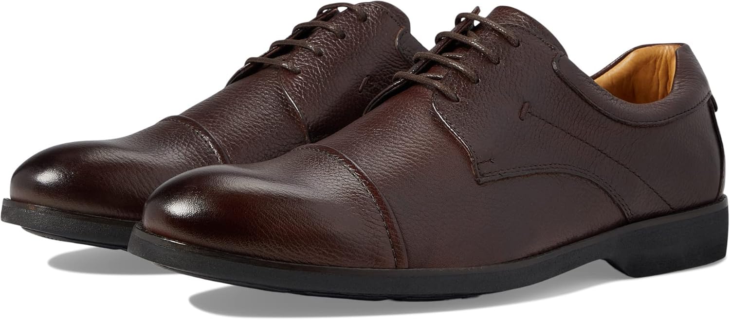 

Мужские повседневные удобные кожаные туфли Marc Joseph New York, классические современные формальные оксфорды или дерби с закрытой шнуровкой и гладким носком, коричневый