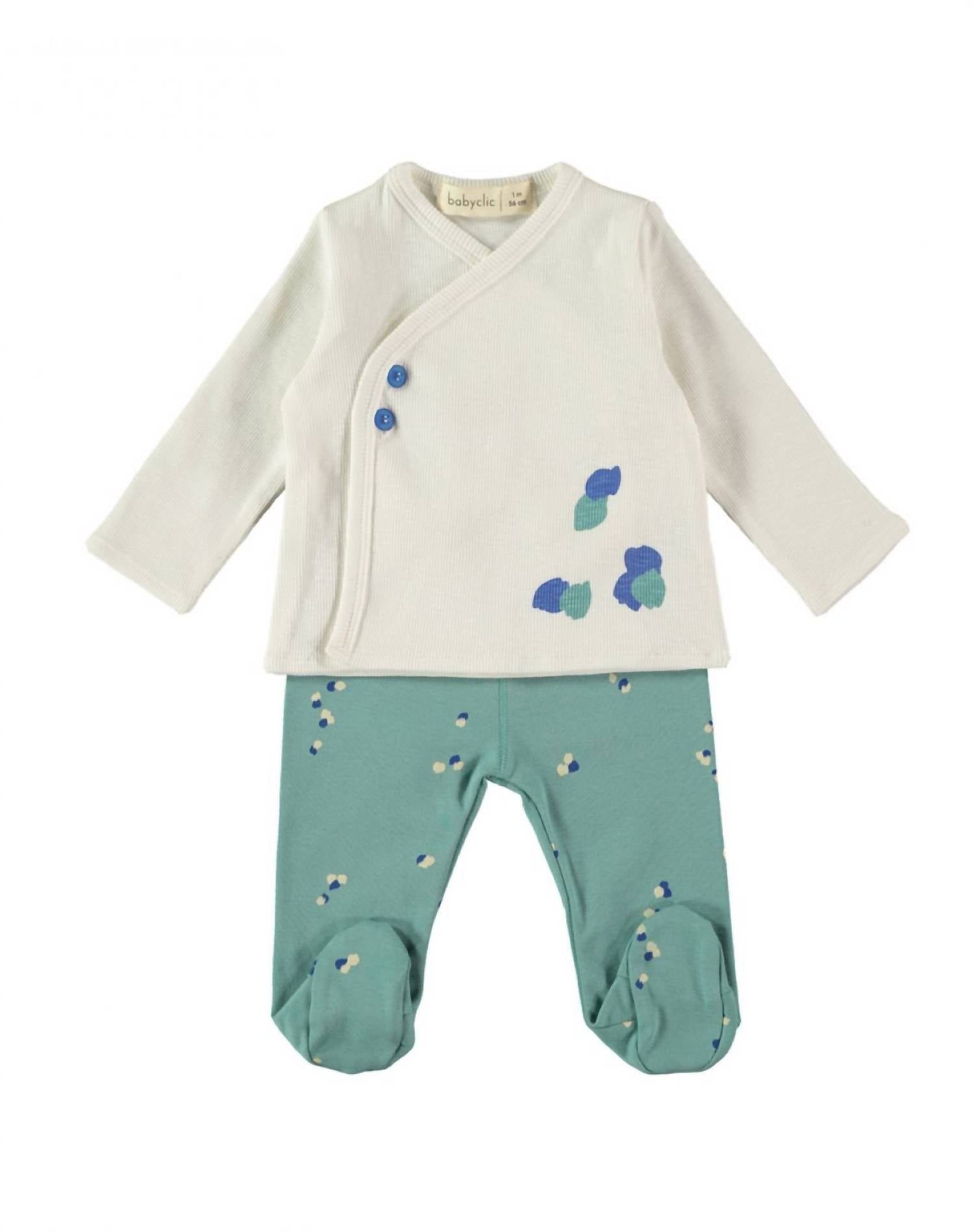 

Детская куртка, штаны и шапка, комплект из 3 предметов, зеленые лепестки Baby Clic