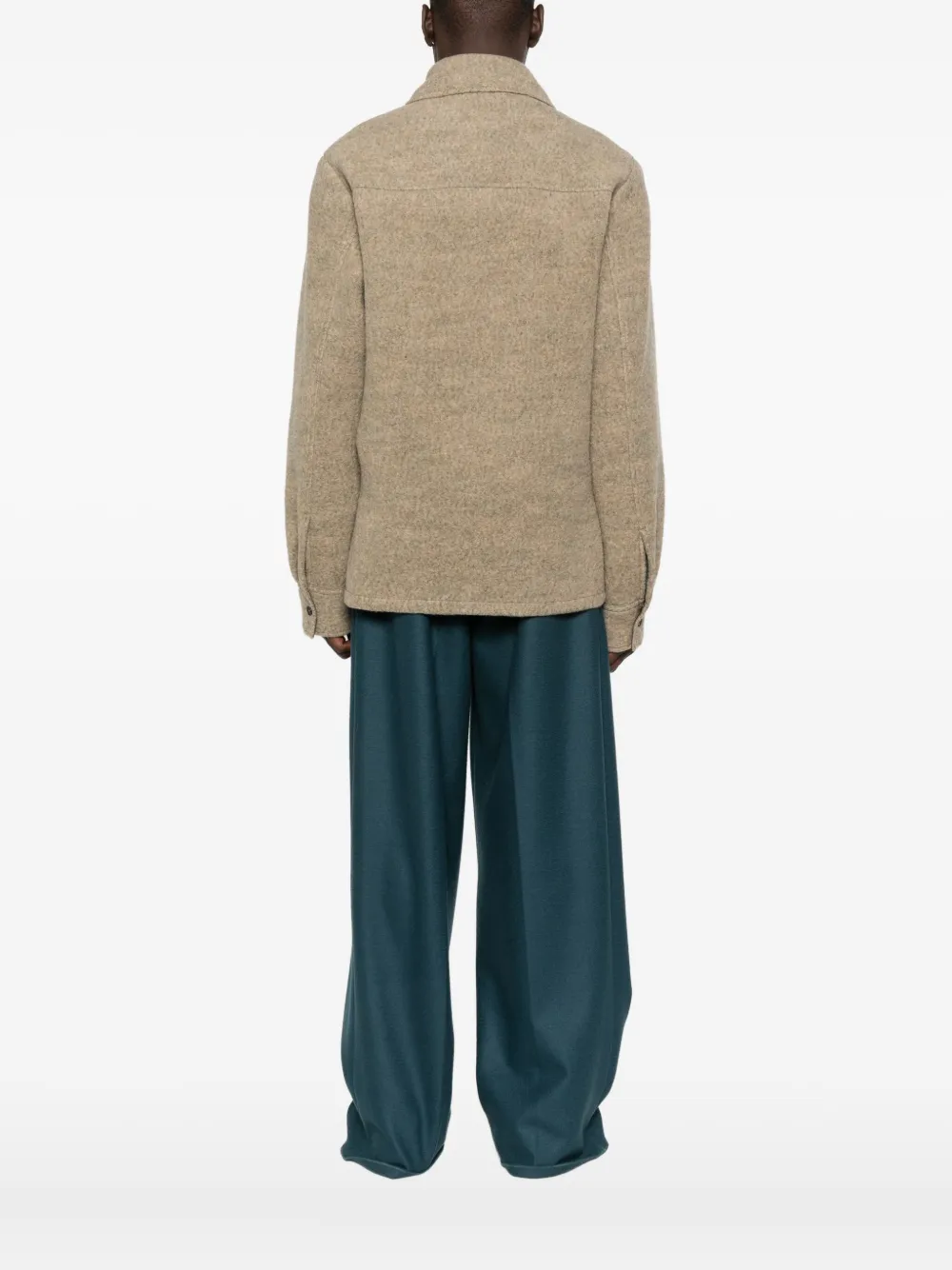 Шерстяная куртка с воротником на молнии JIL SANDER, нейтральный — фото 3