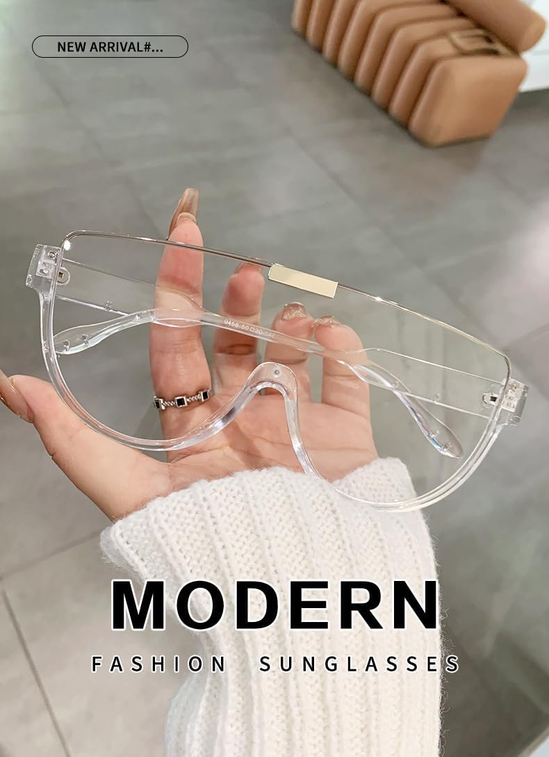 

Полуободковые солнцезащитные очки для мужчин и женщин, крупная оправа, модный дизайн с нейтральным оттенком - европейский дизайнерский стиль для вождения, уличной фотографии и ежедневной защиты от УФ-излучения GDKPJDT, 9