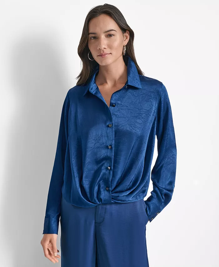 

Женская блузка с длинным рукавом и закруткой спереди DKNY, синий