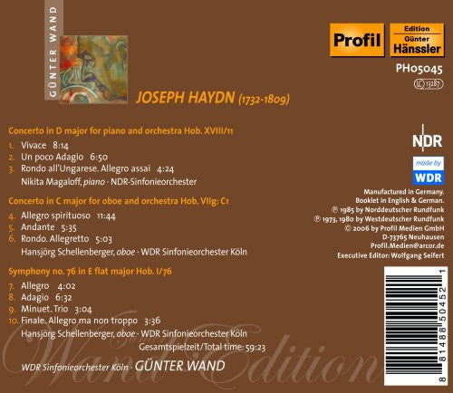 

CD диск Haydn / Magaloff / Schellenberger / Wand: Wand-Edition: Concerto for Piano Oboe & Orchestra