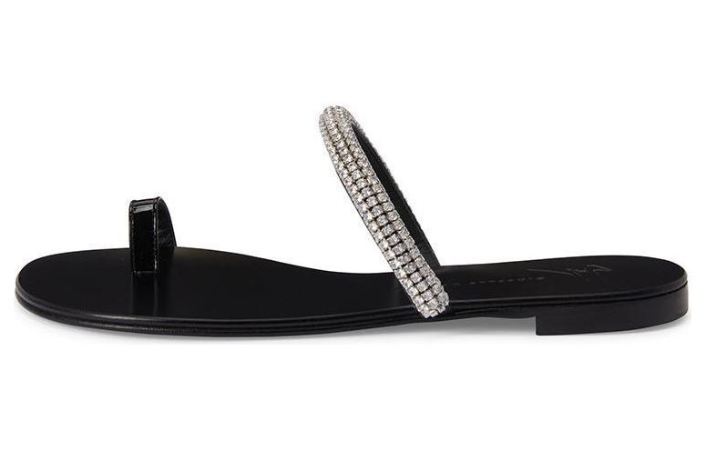 Сандалии Galassia с петлей на носке, украшенные стразами Giuseppe Zanotti, Black
