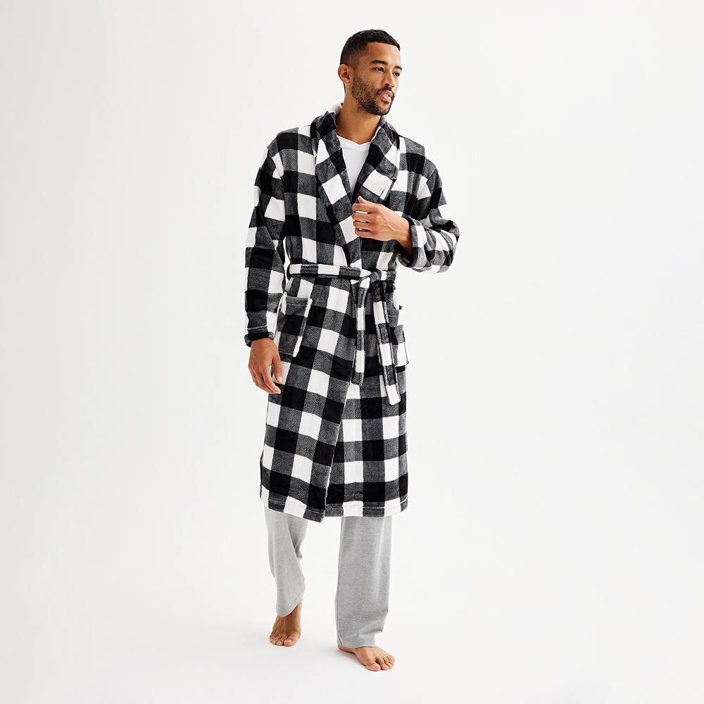 

Мужской банный халат Sonoma Goods For Life, цвет White Buffalo Check
