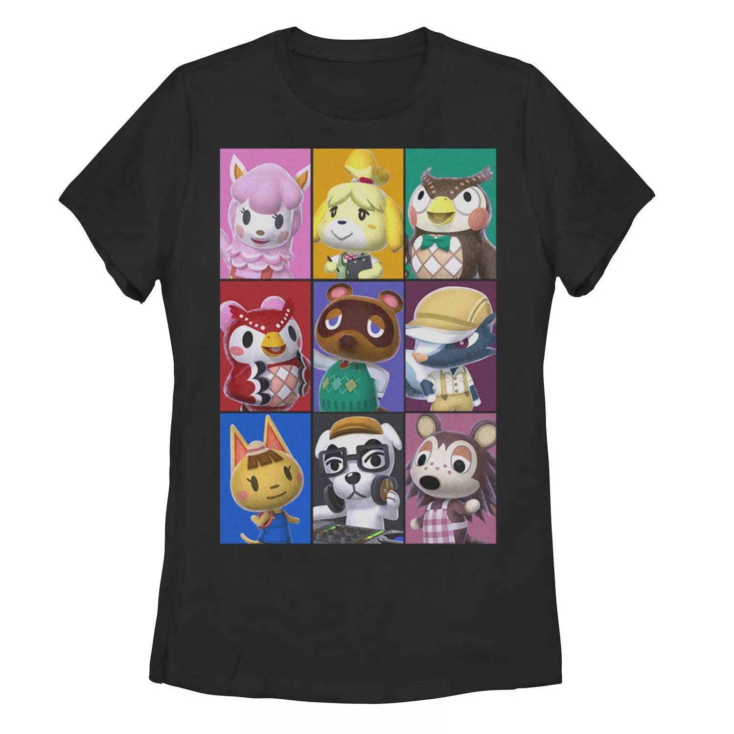 

Футболка с плакатом в стиле фолк-ежегодника Nintendo Animal Crossing Towns для юниоров Licensed Character, черный