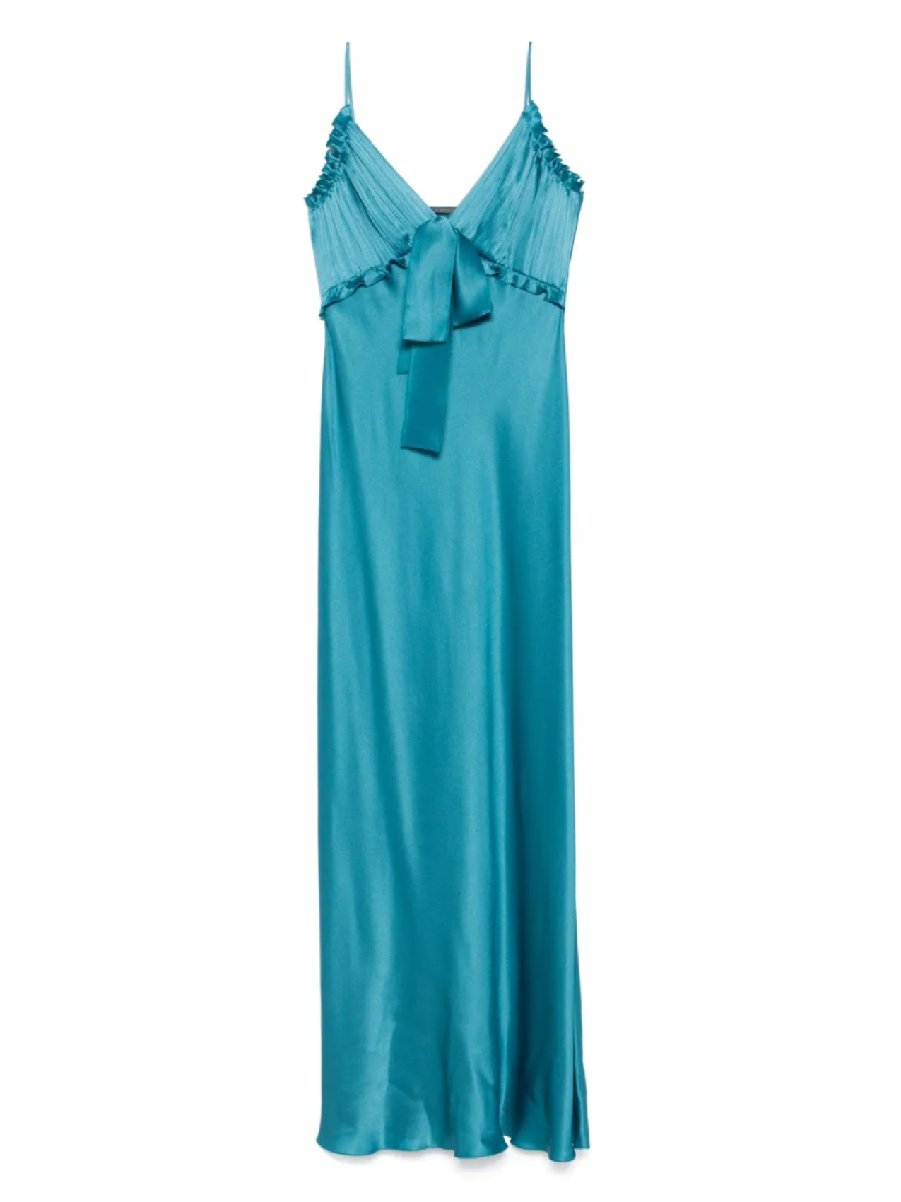 

Платье макси из атласа Alberta Ferretti, синий