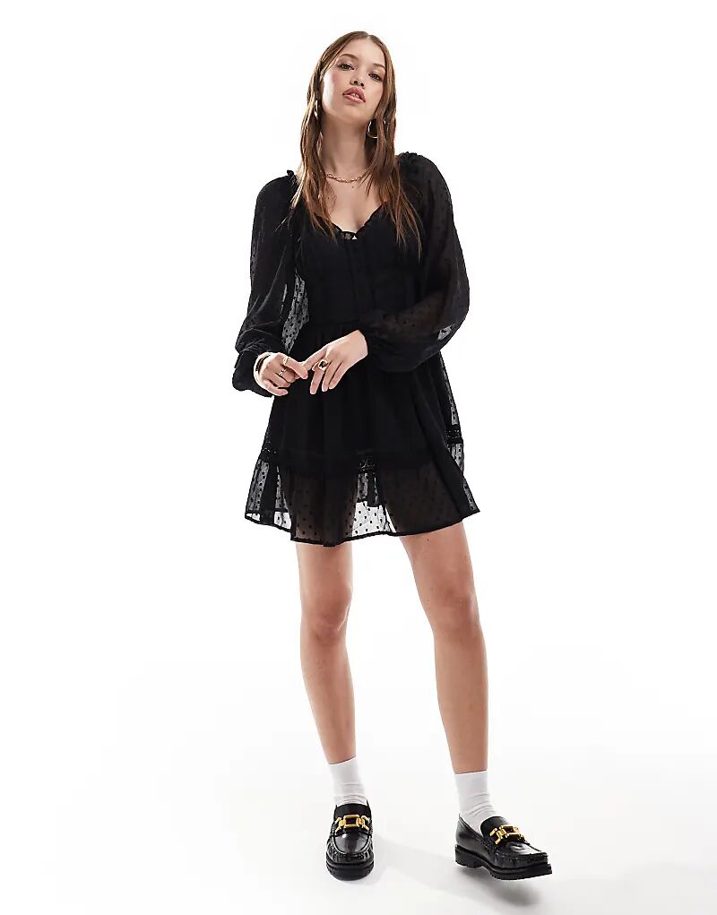 

Мини-платье из шифона с корсетом черного цвета Miss Selfridge