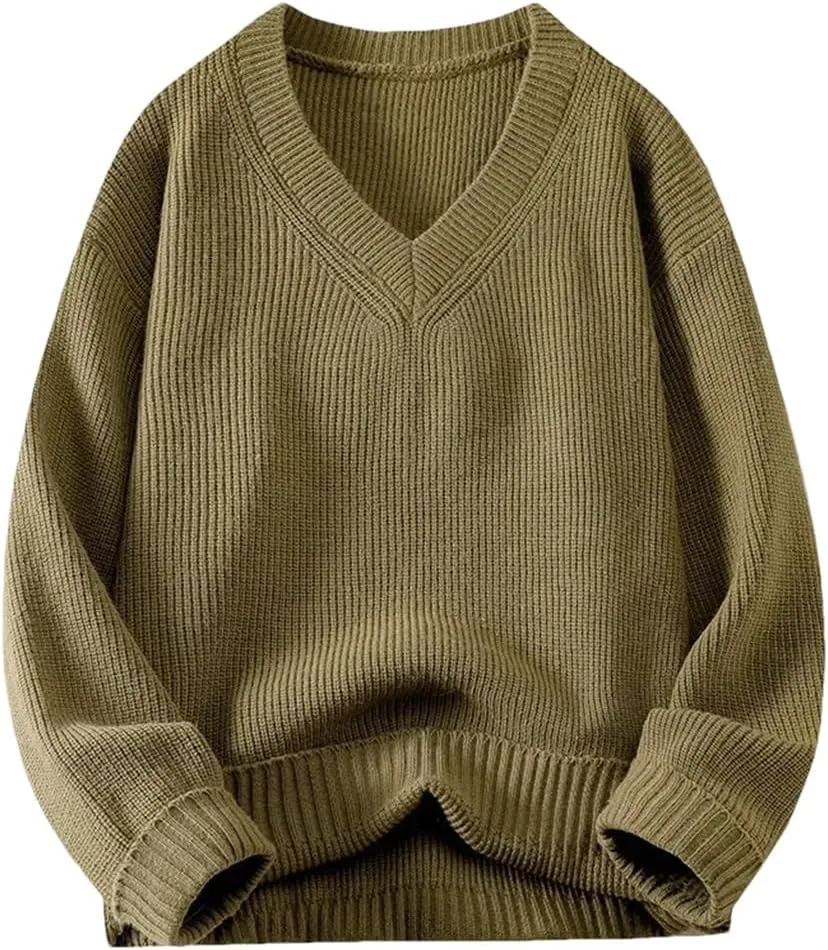 

Мужской вязаный свитер с V-образным вырезом