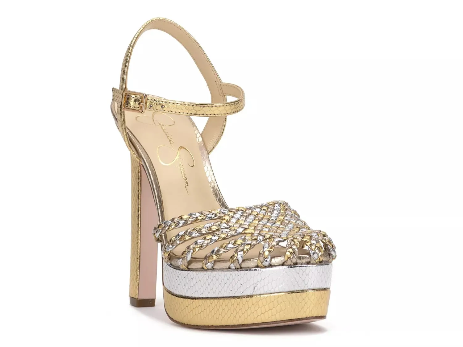 Сандалии Jessica Simpson Inaia Platform, серебристо-золотой металлик