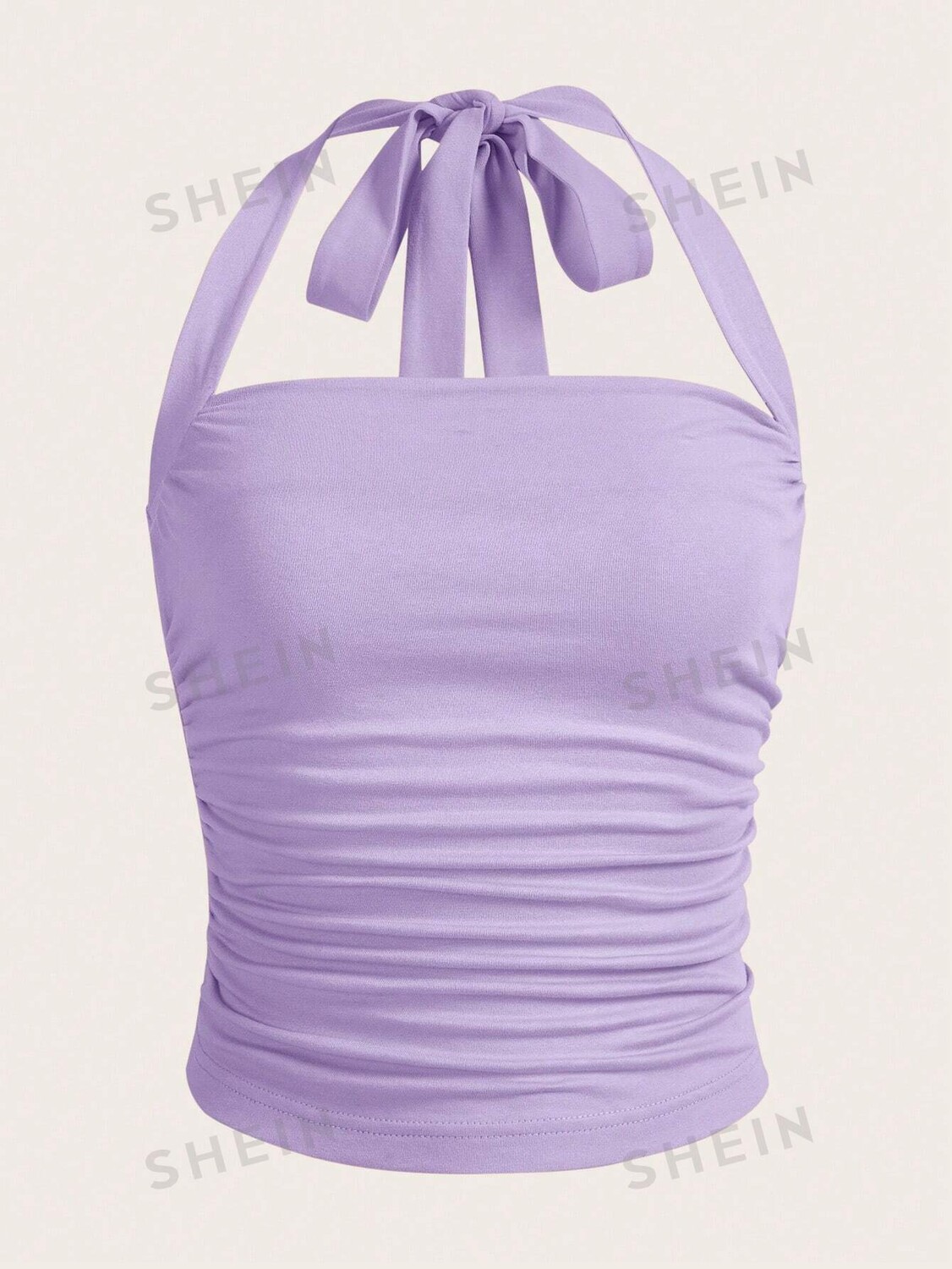 

Топ плиссированный Shein Ezwear с лямкой на шее, сиреневый / фиолетовый