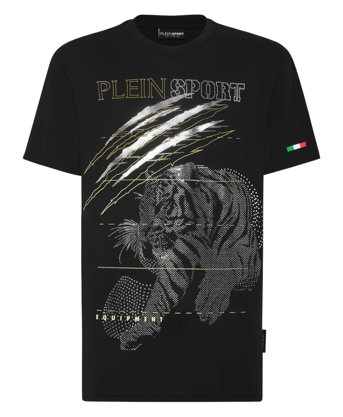 

Футболка с круглым вырезом и изображением тигра Plein Sport, черный
