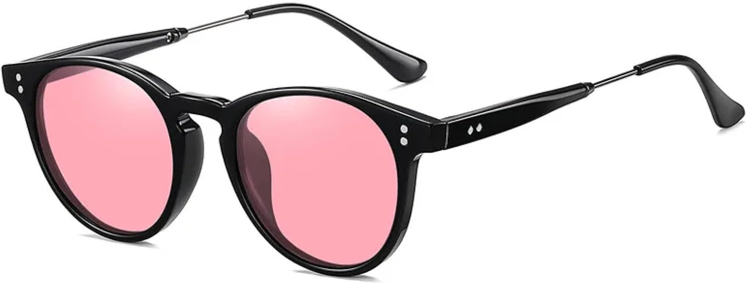 

Солнцезащитные очки с защитой UV400 | Оправа Tr90, круглые линзы конфетного цвета | Для женщин и мужчин, для занятий спортом на открытом воздухе и вождения DSVIGF, Black Pink