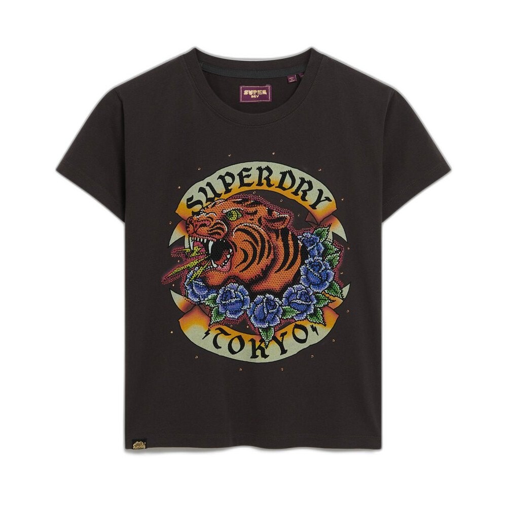 

Футболка Superdry Tattoo Rhinestone Fitted, разноцветный