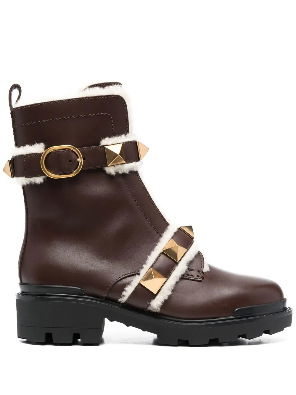 Ботильоны с декором Rockstud VALENTINO GARAVANI, коричневый