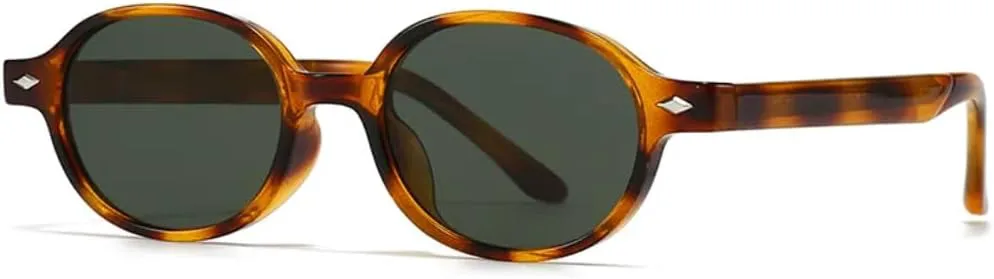 

Ретро-очки, качественные, маленькие овальные, женские, с защитой от УФ-излучения UV400, модные, с заклепками, мужские солнцезащитные очки SZVVBKK, C3 Amber Dark Green