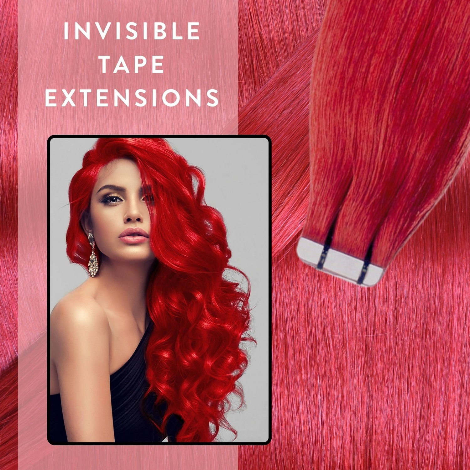 Накладные волосы invisible tape extensions premium echthaar #0/44 rot-intensiv Hair2Heart, 40cm, количество 10 шт. — фото 2