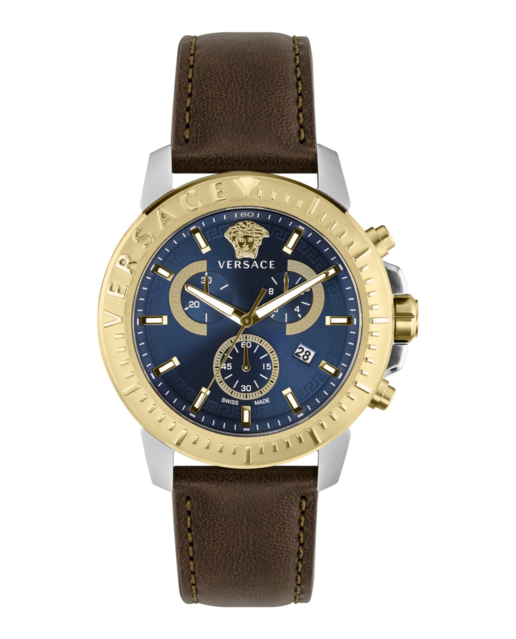 

Новые часы с ремешком Chrono Versace, коричневый/золотой/синий