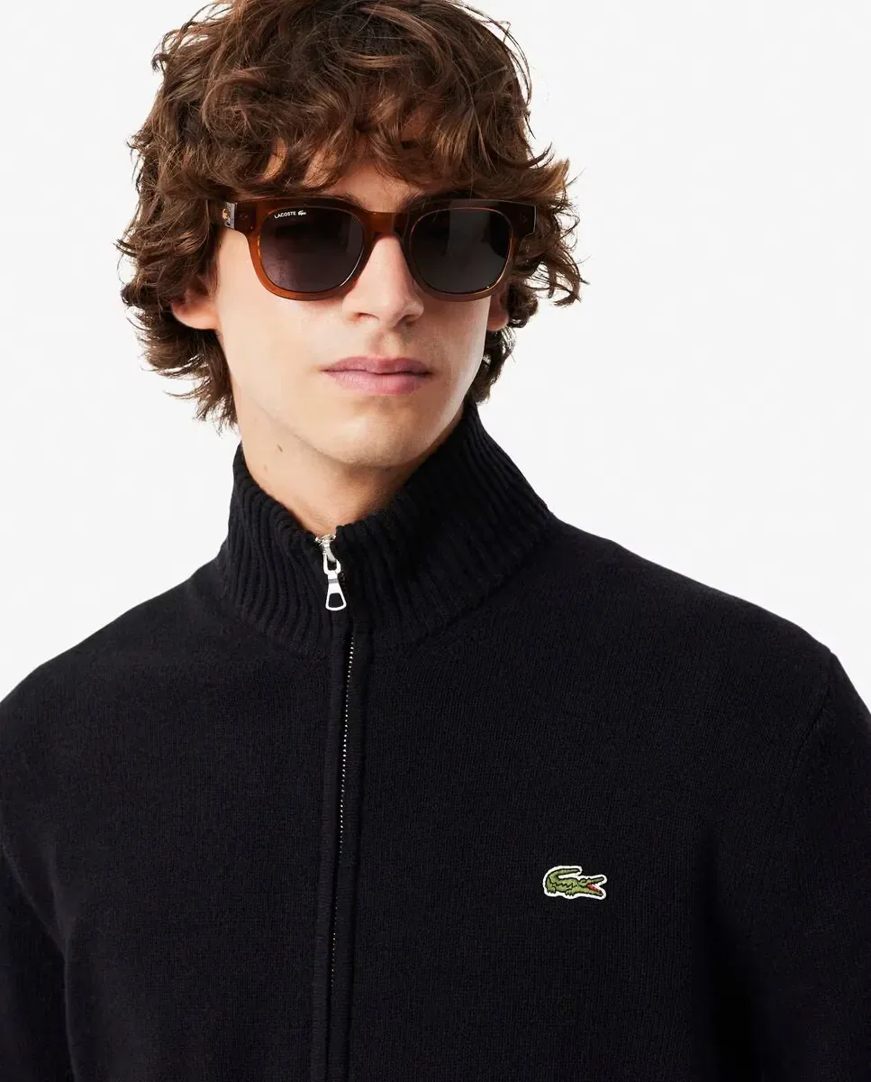 Джемпер Lacoste мужской с молнией из кардной шерсти, черный — фото 3
