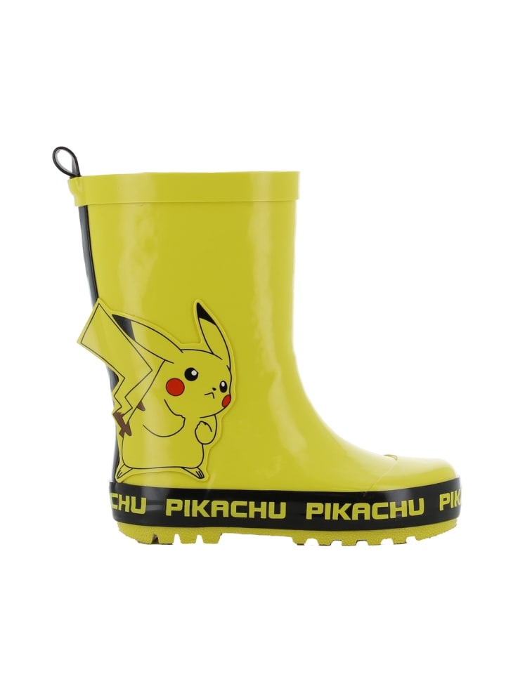 

Желтые резиновые сапоги с изображением покемонов, изображающих Пиикачу. Pokémon
