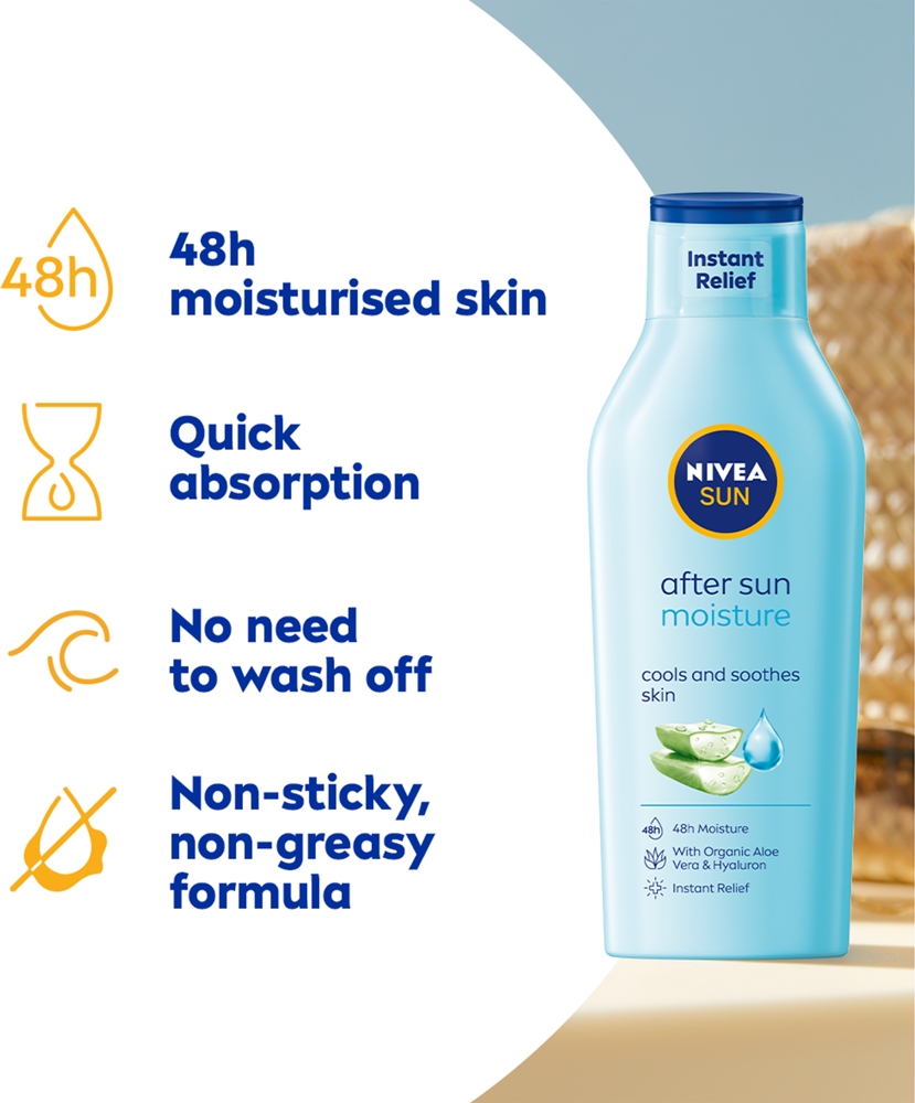 Увлажняющий лосьон Sun after sun после принятия солнечных ванн с алоэ вера Nivea, 400 мл — фото 2