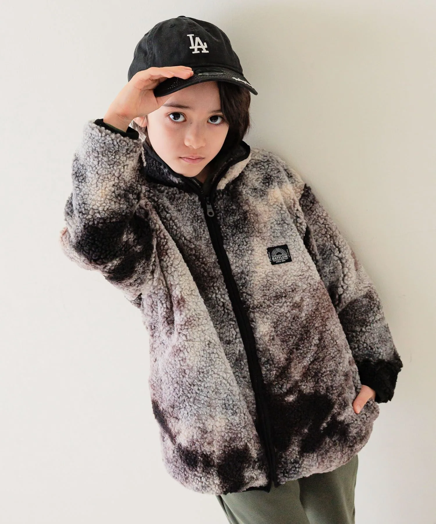 Флисовая куртка на молнии с рисунком (ДЕТСКАЯ) Bayflow, Pattern (Black Tie-Dye) 02
