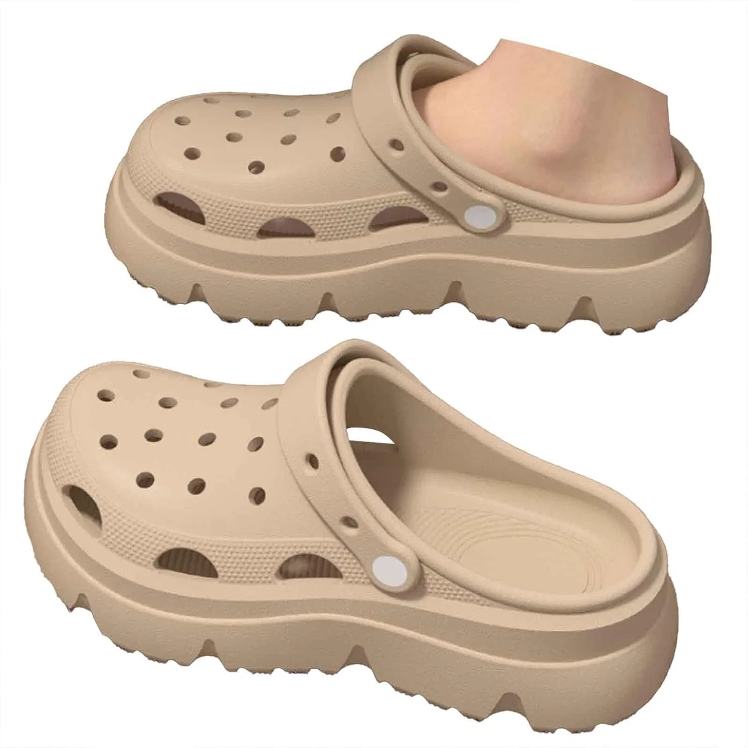 Сабо Herren Damen Garten Hausschuhe Gartenschuhe Leicht Pantoletten Sommer Gartenclogs Strand Schuhe Unisex Weiche Küchenschuhe mit Rutschfester Sohle Sandalen Badelatschen Hsternexy, B56 Khaki — фото 3