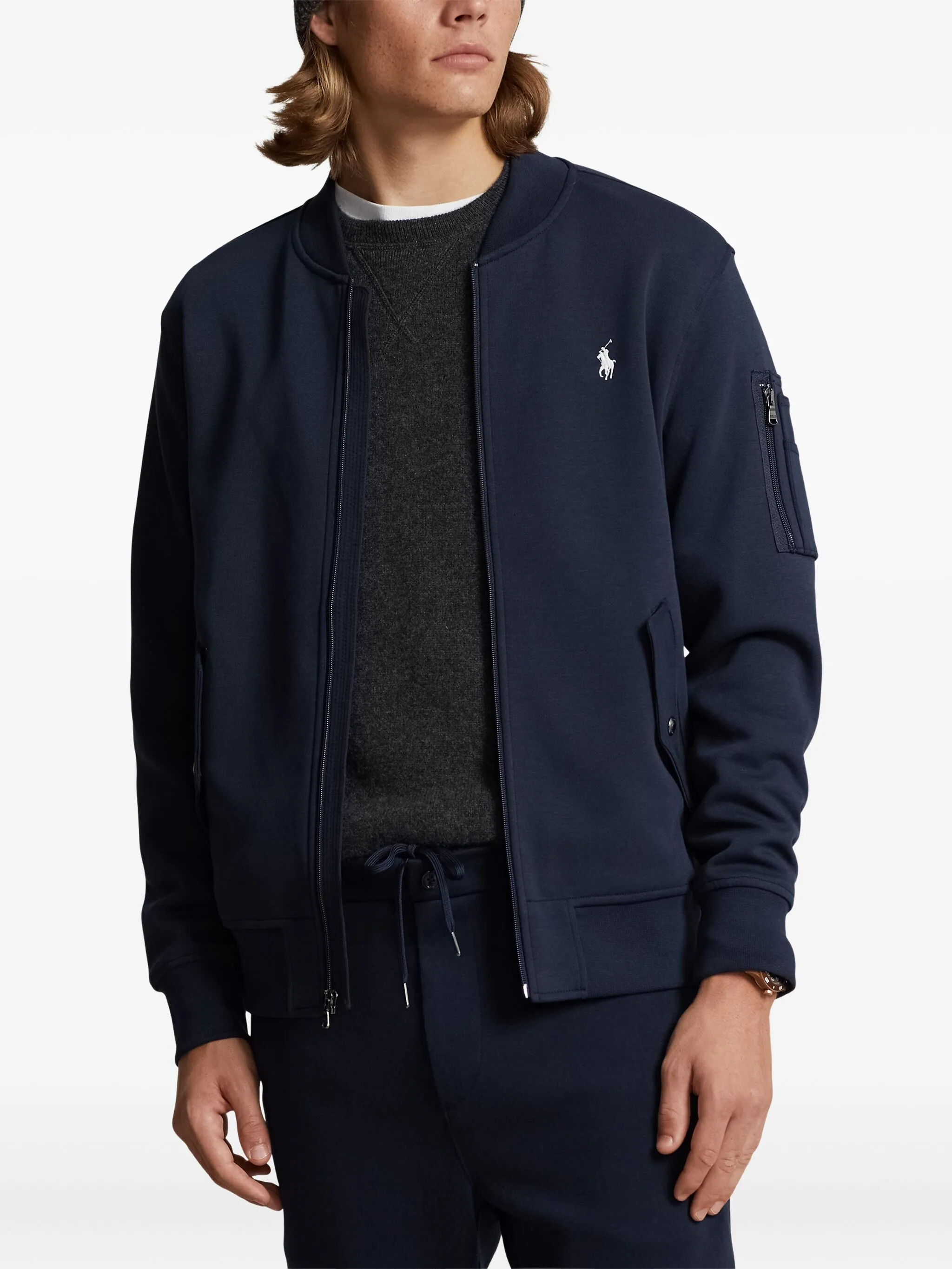 Толстовка на молнии с вышивкой Polo Ralph Lauren, синий — фото 3