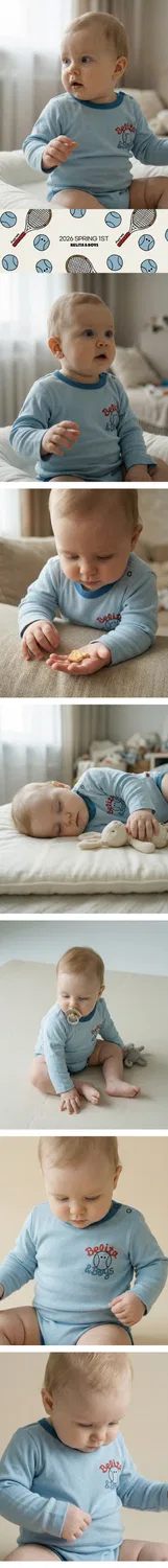 Детский боди с длинными рукавами Baby Tennis светло-голубой от Belita&Boys — фото 2