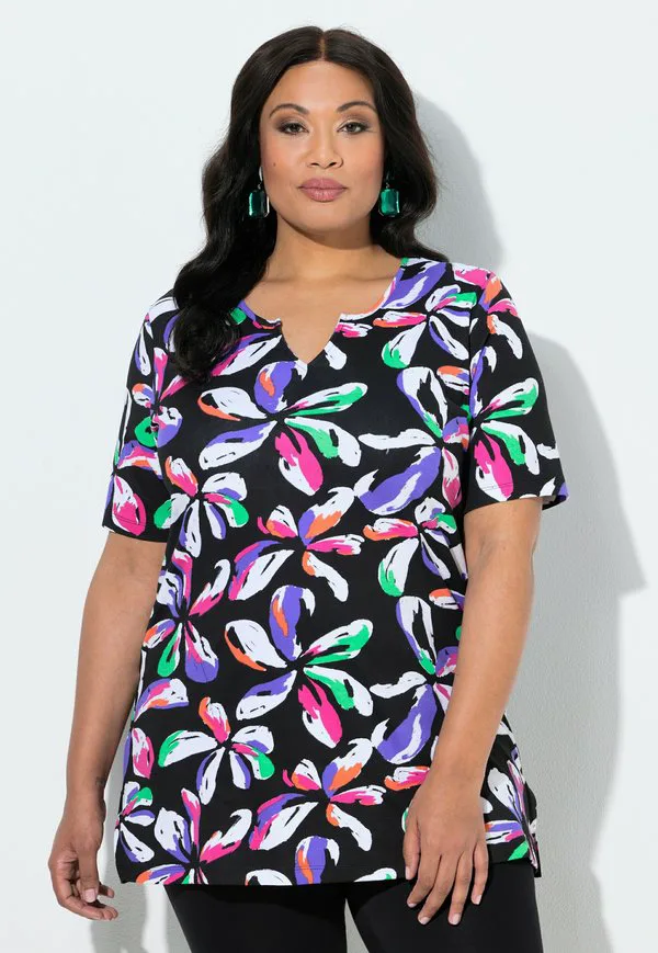 

Blüten, tunikaausschnitt, футболка с принтом хабарма Ulla Popken, Black, Черный, Blüten, tunikaausschnitt, футболка с принтом хабарма Ulla Popken, Black