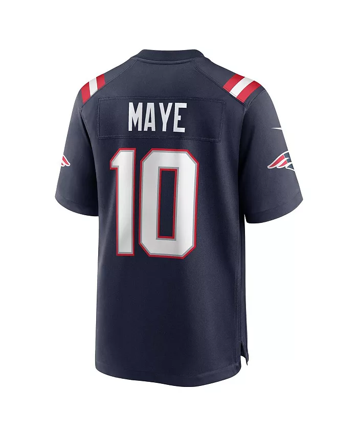 Мужская игровая футболка Drake Maye New England Patriots, выбор в первом раунде драфта НФЛ 2024 Nike, синий — фото 3