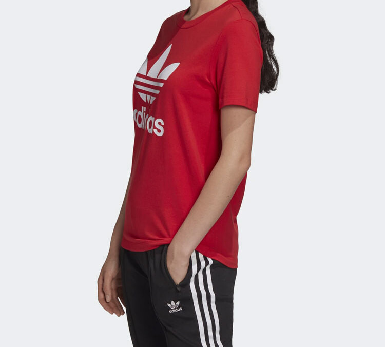 Футболка с трилистником женская красная Adidas Originals — фото 4