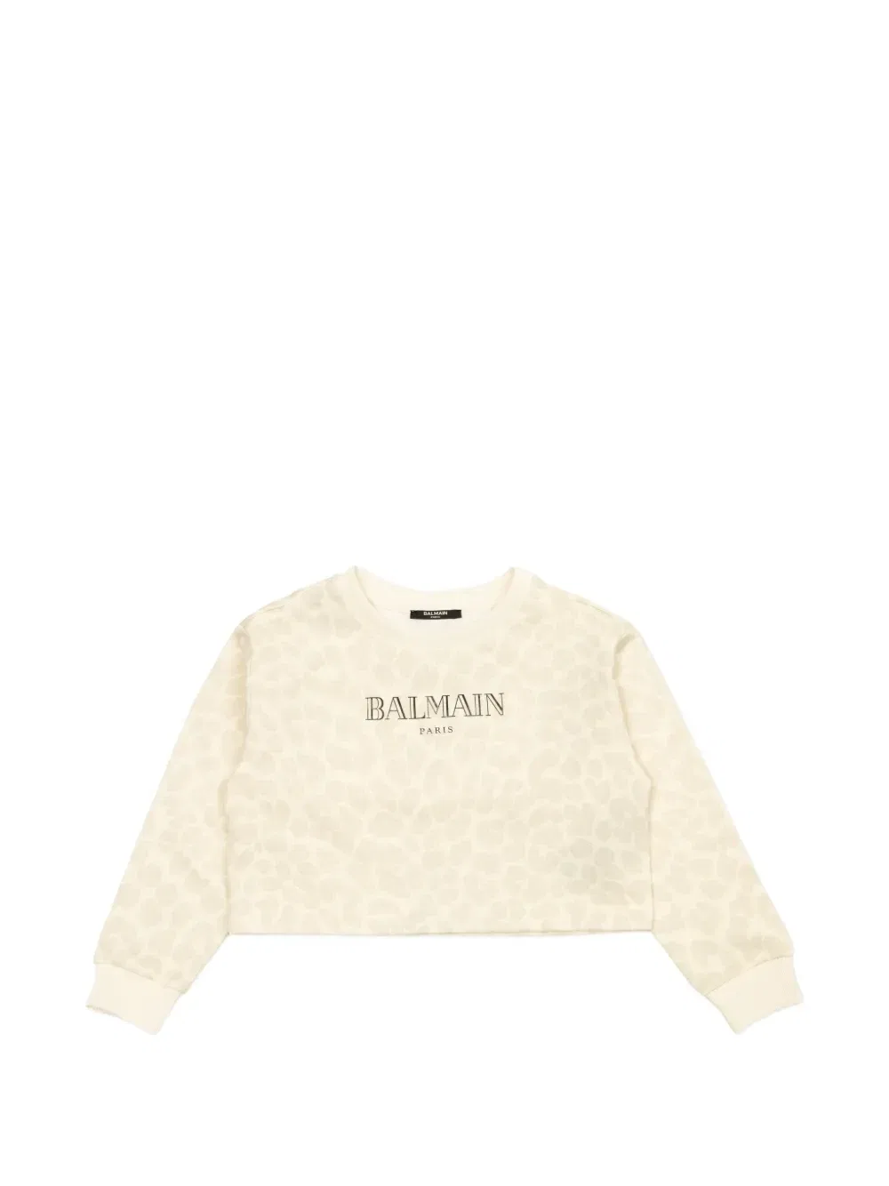 Укороченный Свитшот с узором Balmain Kids, бежевый