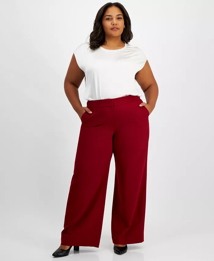 

Женские брюки Plus Size Mid-Rise Wide-Leg Pants Tahari ASL, фиолетовый