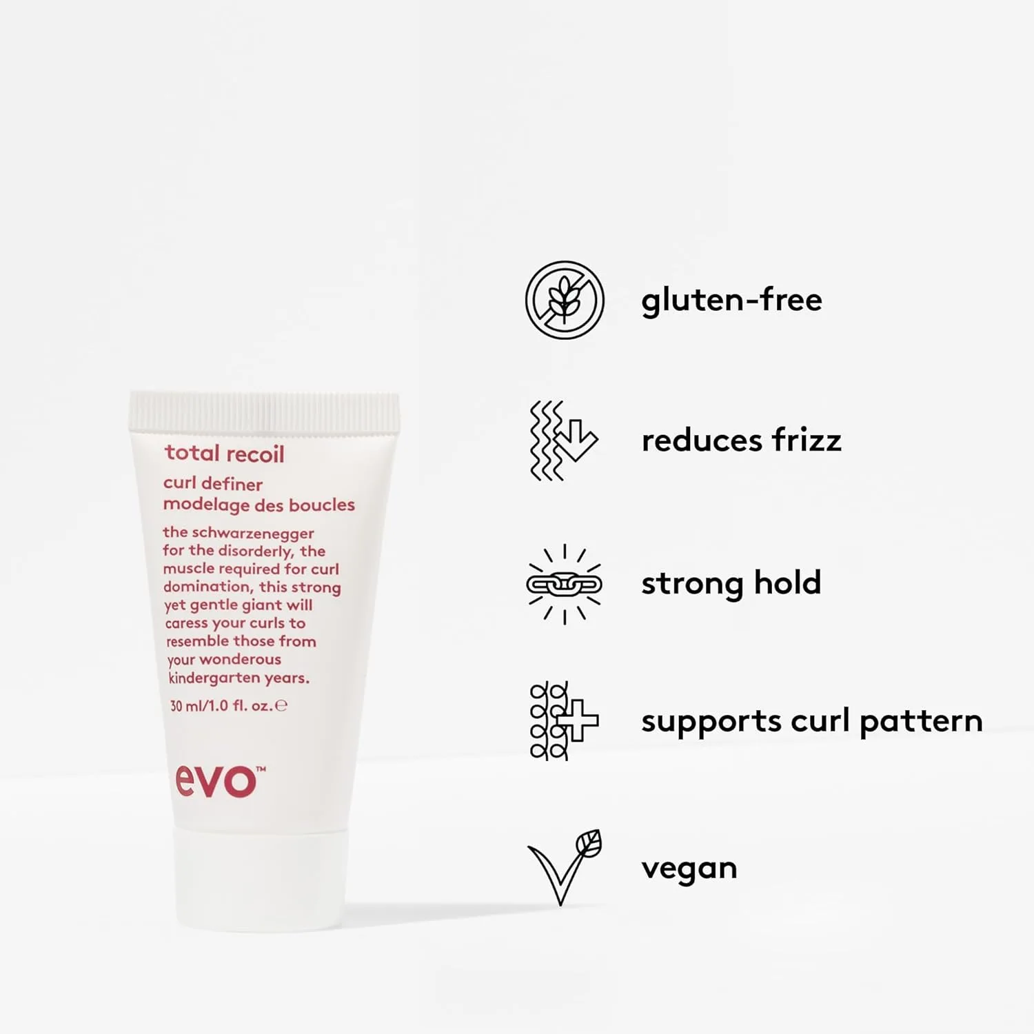 EVO Total Recoil Curl Definer - Увлажняющий крем с сильной фиксацией - Подчеркивает естественную форму локонов и уменьшает пушистость - Контроль влажности 29,9 мл (1 шт.) — фото 3