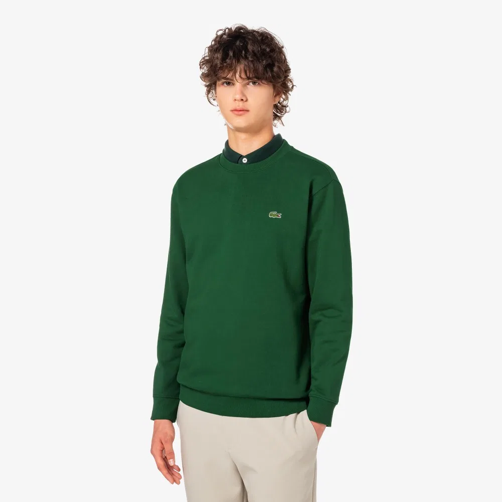 Мужской базовый свитшот Lacoste с круглым вырезом, зелёный — фото 4