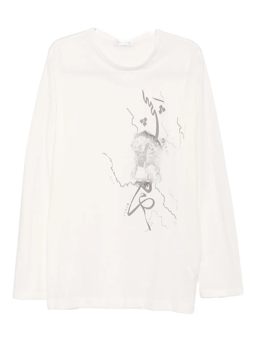 

Футболка с графическим принтом Yohji Yamamoto, белый