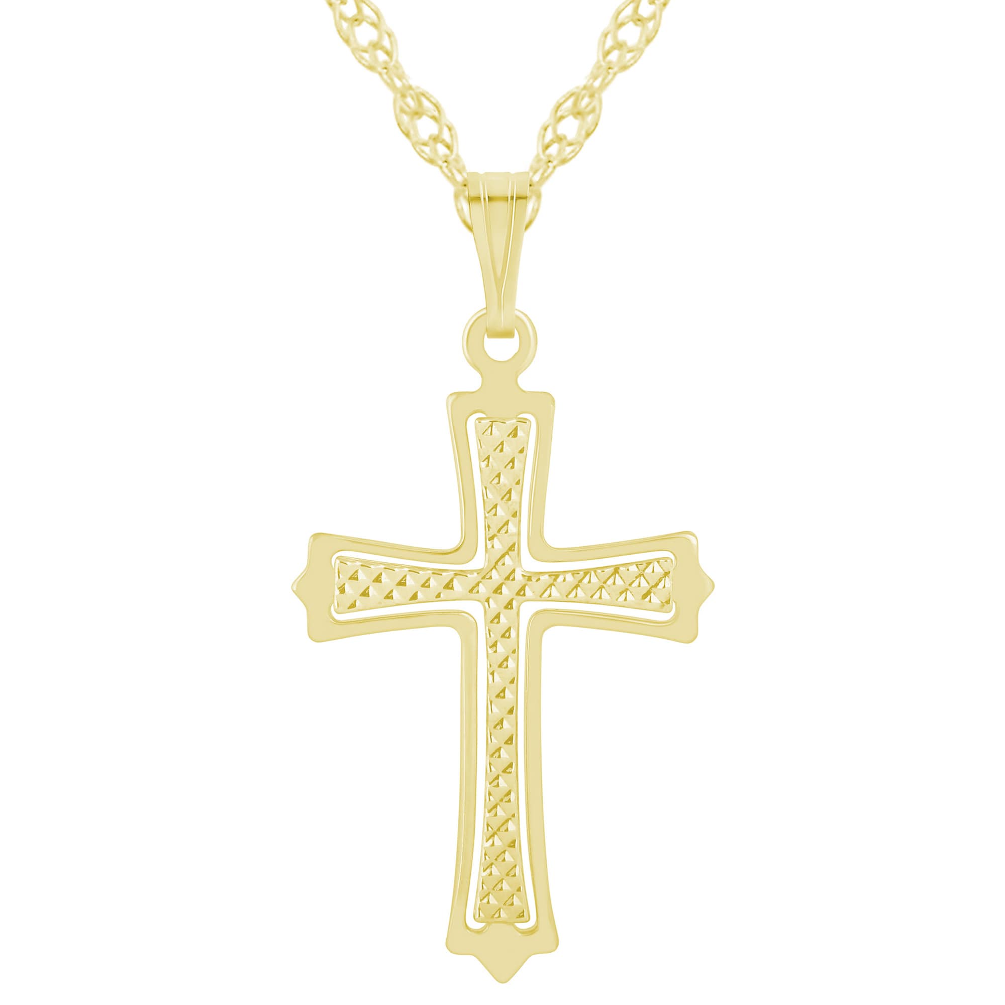 

Ожерелье с подвеской в ​​виде креста из стерлингового серебра Glistening Jewels, Gold Plated Sterling Silver