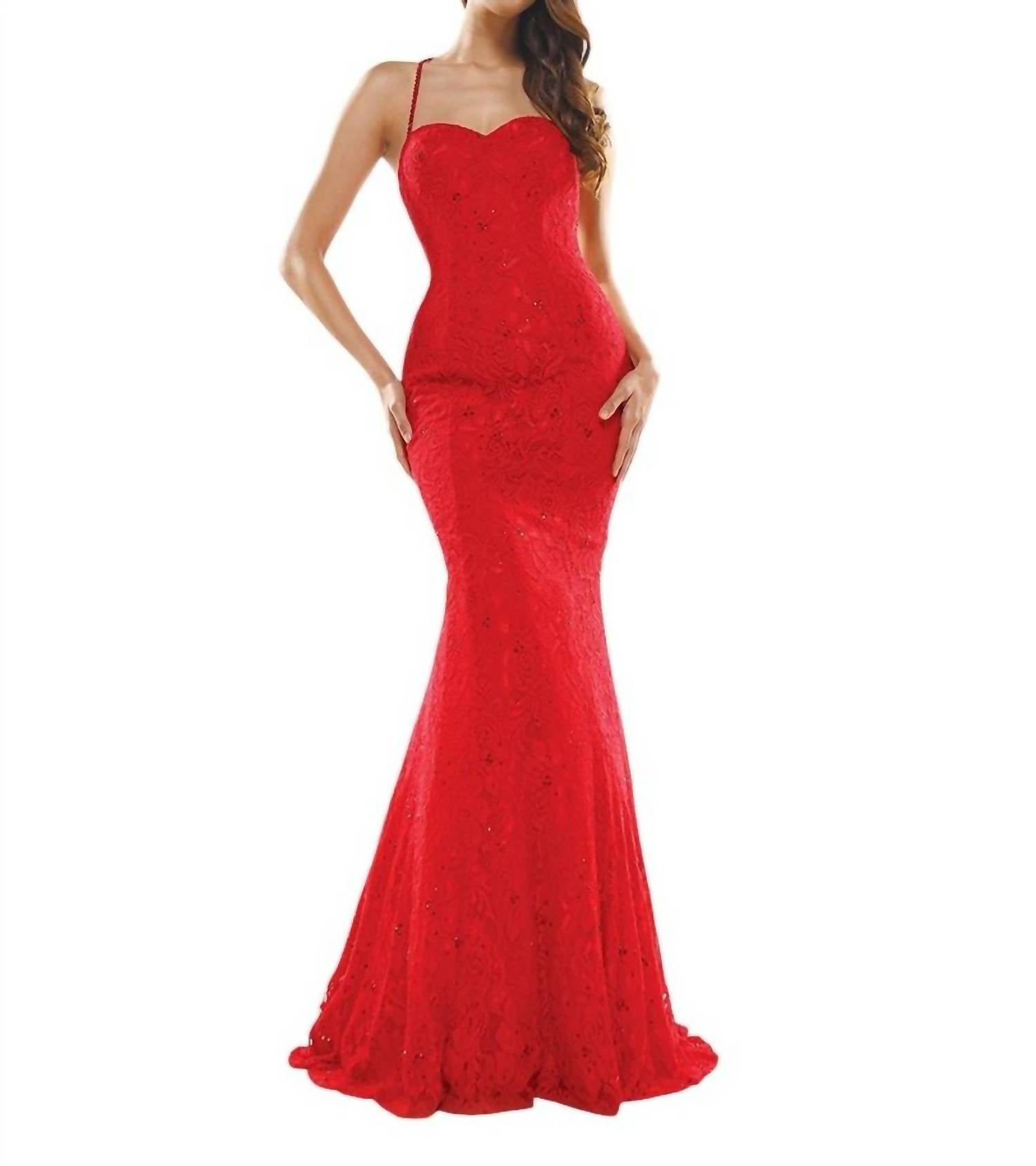 

Кружевное платье-русалка красного цвета COLORS DRESS