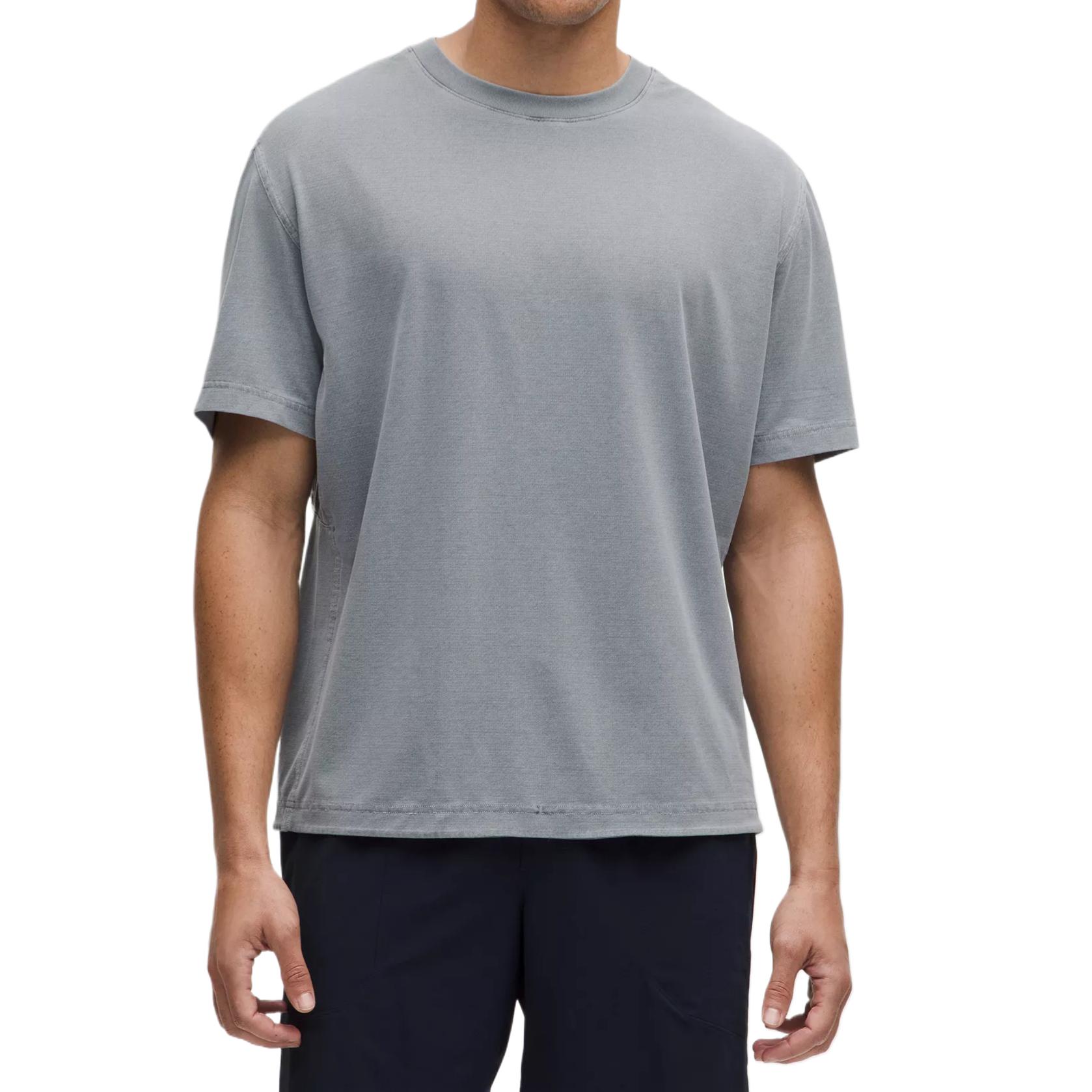 

Мужская тренировочная футболка EasySet с коротким рукавом, стирающаяся Lululemon, светлый wash oasis серый (dwgo)