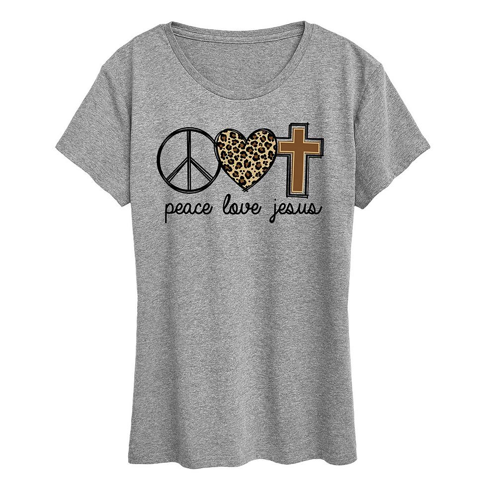 

Женская футболка с рисунком Peace Love Иисус, цвет Heather Gray