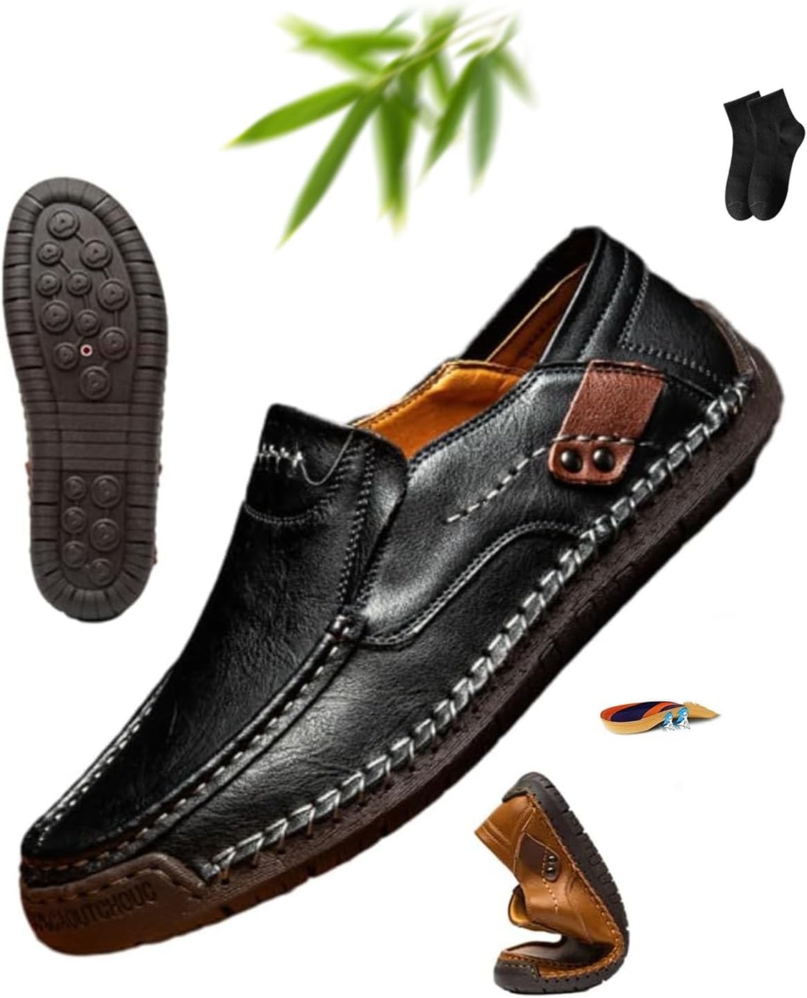 

Мужские ручной работы лоферы из натуральной кожи, мужские мокасины, повседневные лоферы, обувь для ходьбы Noworfewer, черный