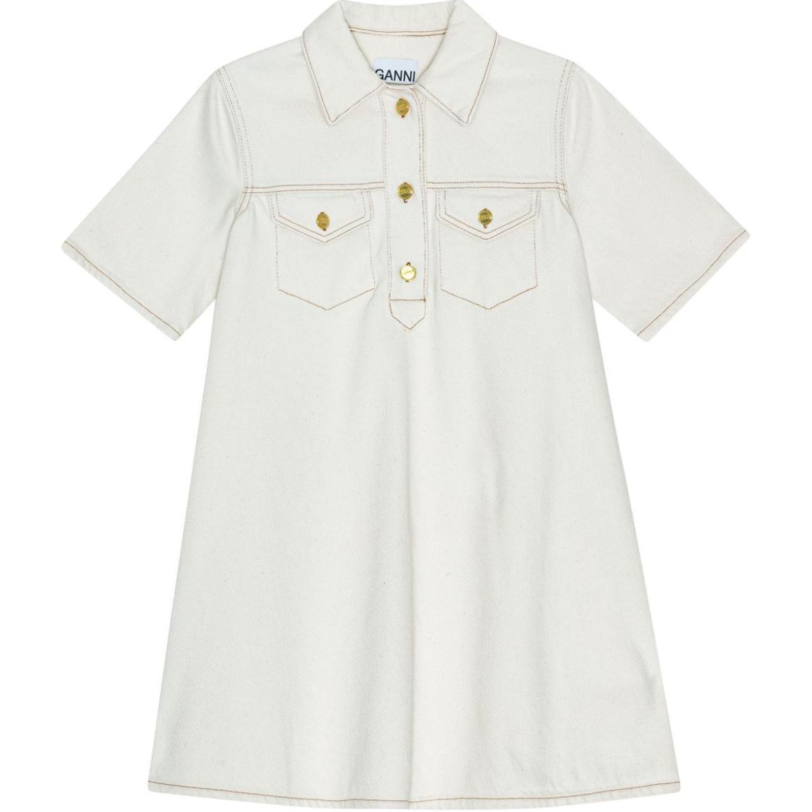 

Органическая хлопковая джинсовая мини-платье GANNI, белая