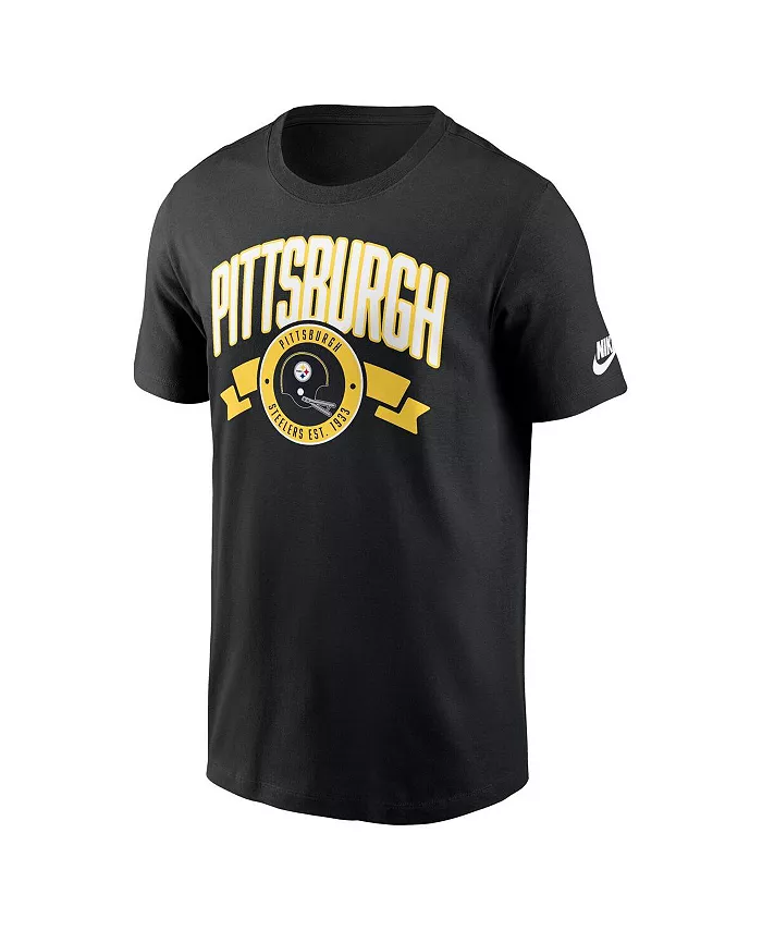 Мужская черная футболка Pittsburgh Steelers Rewind с принтом спереди и сзади Nike — фото 2