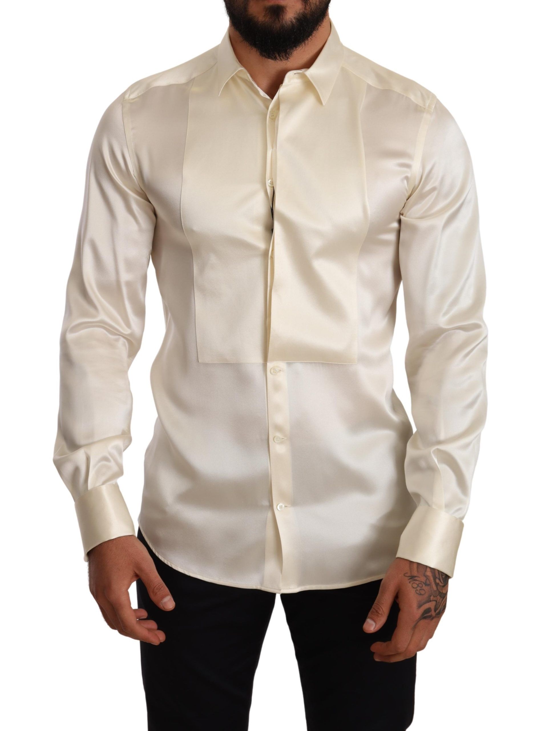 

Рубашка Off-White Silk Elegance Slim Fit Dolce & Gabbana, кремовый
