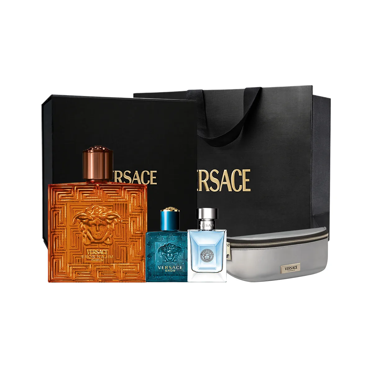 VERSACE Парфюм Desert Flame, подарочный набор с ароматом Amber, 50 мл/100 мл + 5 мл*2 + поясная сумка, 100ml Clothing Sets 1
